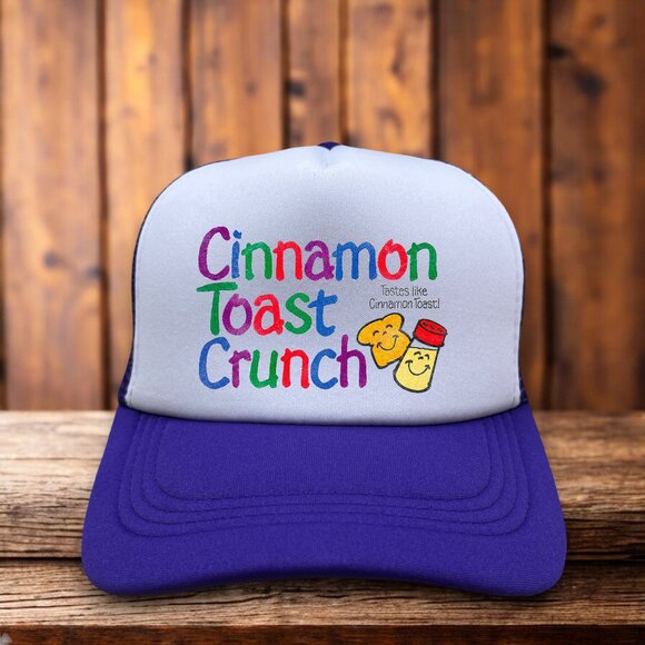 Cinnamon Toast Crunch Mens Trucker Hat Purple Snapback 1984 Cereal Baseball Cap - Picture 1 of 4